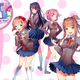 The start screen for Doki Doki Literature Club, featuring a quartet of anime girls.